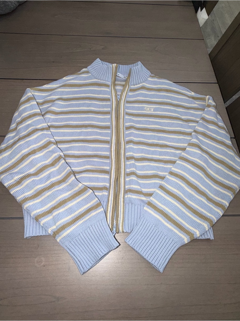 Set Active Weekend Knit Weekend Stripe Funnel Zip Palmetto Small Brand New - Picture 7 of 15
